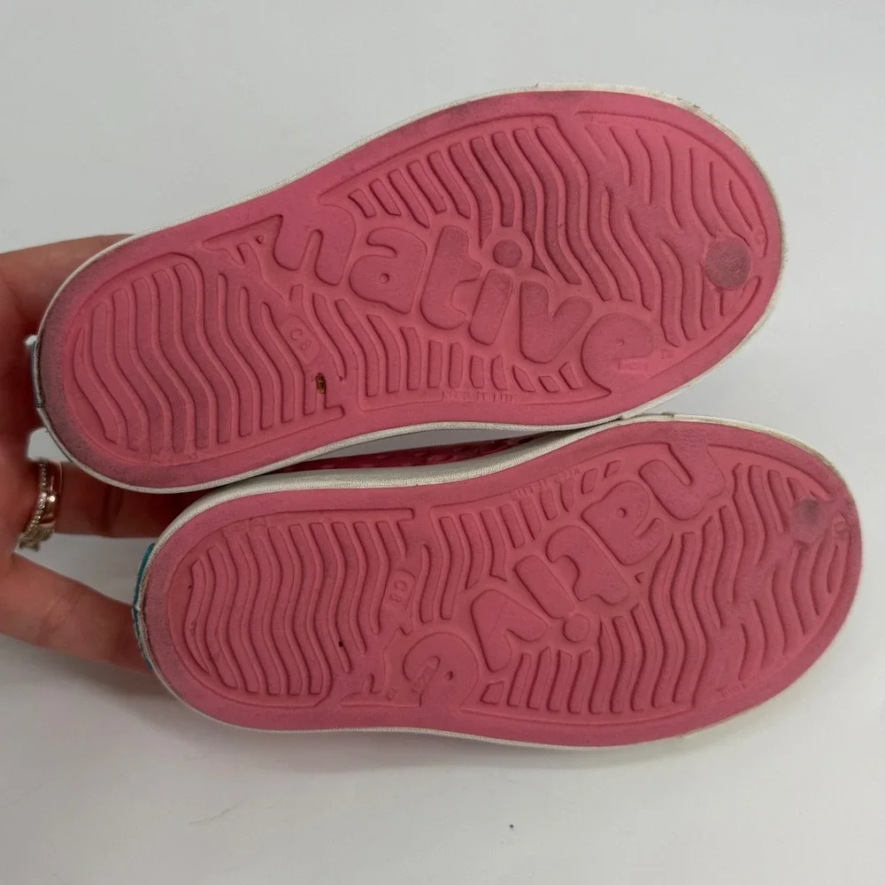 Native‎ Jefferson Slip-On Pink Rubber Sneakers Kids C8 Summer Water Shoes